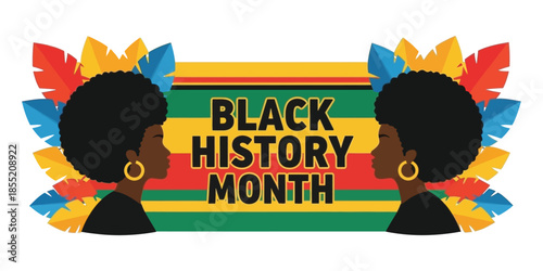 Celebrating black history month with vibrant design and african american women illustration
