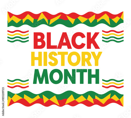 Celebrating black history month with vibrant pan african colors and wave like decorative elements