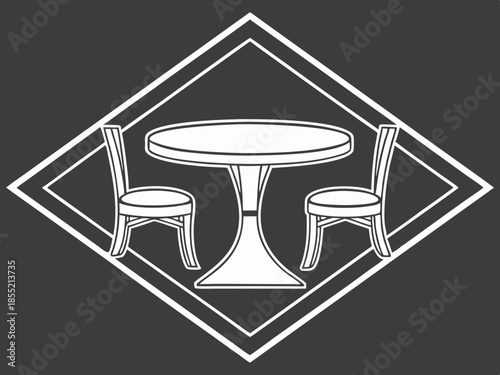 Chic vector illustration of a dining table with chairs, perfect for interior design and home decor projects