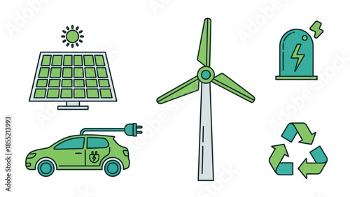 solar panels and wind turbines