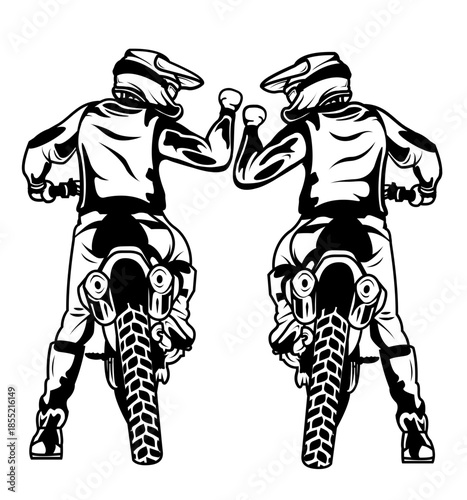 vector illustration of two men riding motocross