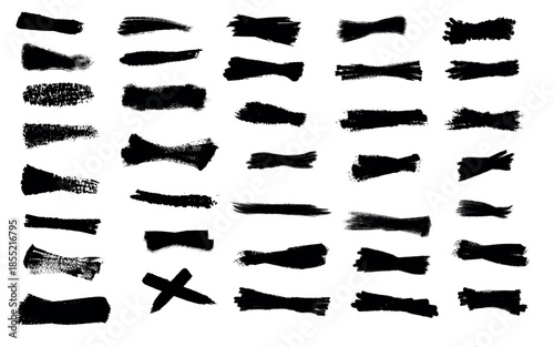 Collection of black smudge strokes on white background