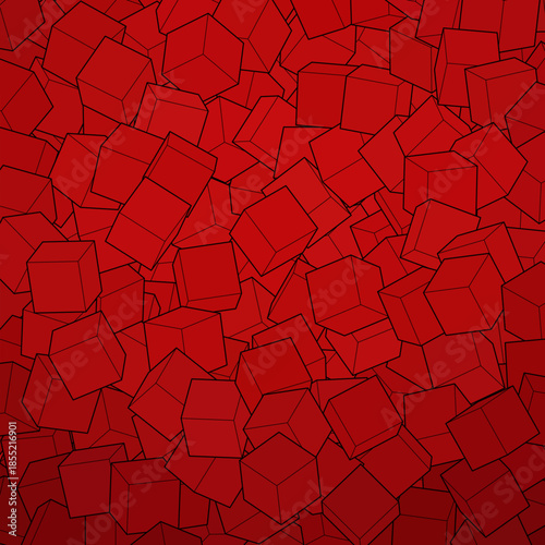 Geometric red background. Cubes. Template, layout. eps 10