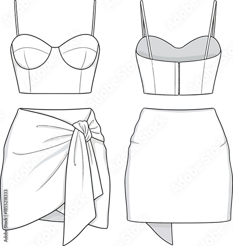 Elegant swimsuit cover-up pattern design Vector