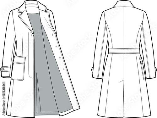 Classic trench coat design illustration Vector