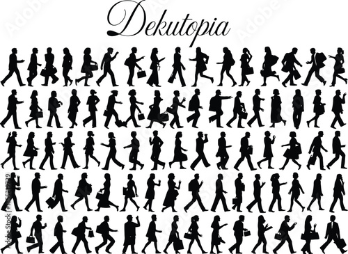 Dekutopia: a symphony of silhouetted strides Vector