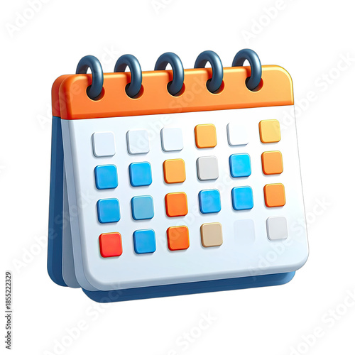 A vibrant 3D icon representation of a desktop tear-off calendar.