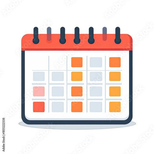 Flat design icon of a desk calendar with marked dates against a black background.