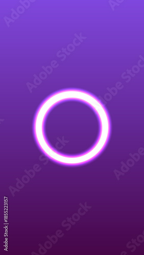 3D abstract vector illustration of a glowing neon pink and purple ring sign with colorful bubble shapes and a number 8 element on a dark wallpaper background