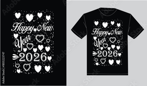 Happy new year 2026 print ready typography t-shirt design