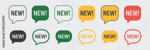 New label with speech bubble, vector icons including new tag, special offer