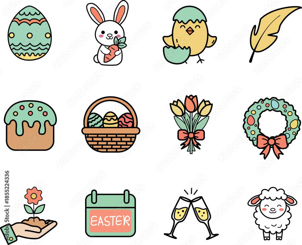 Fototapeta premium vector set of easter elements