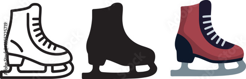 Ice skate vector illustration outline solid and flat design on transparent background