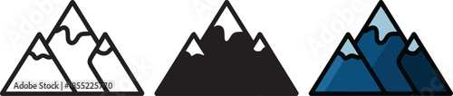 Mountain vector illustration outline solid and flat design on transparent background