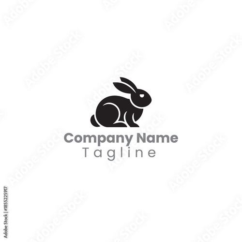 A black, minimalist logo of a rabbit.