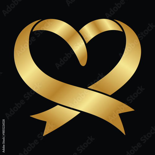 a graphic of a golden ribbon tied in the shape of a heart, which is widely used as a symbol for awareness and support. 