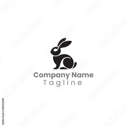 A black, minimalist logo of a rabbit.