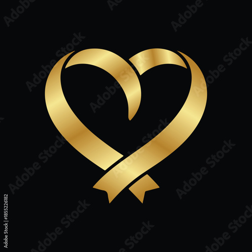 a graphic of a golden ribbon tied in the shape of a heart, which is widely used as a symbol for awareness and support. 