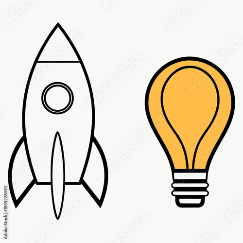Rocketship Idea Concept: Innovation And Creativity Symbol