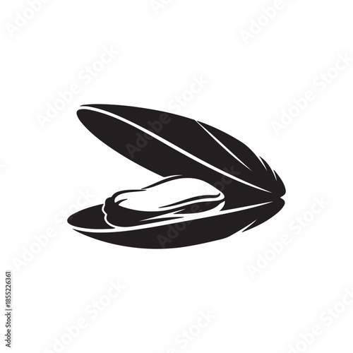 Mussel emblem, black isolated silhouette
