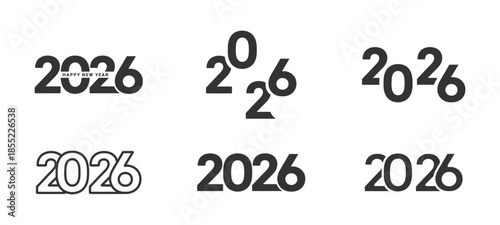  2026 typography set , symbolizing the upcoming new year, celebration, and festive countdown. vector illustration . 