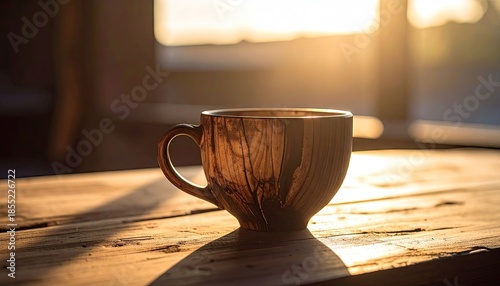 Rustic Coffee Cup in Warm Sunlight