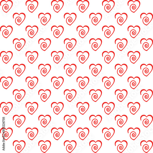 Red heart swirl pattern on a transparent background
