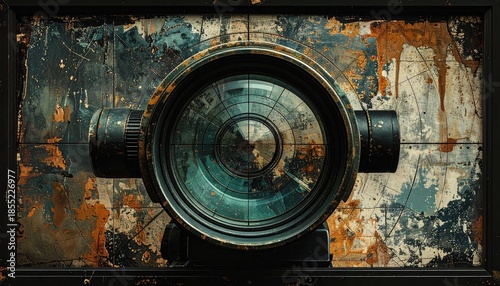 Rustic Metal Device with Grunge Background