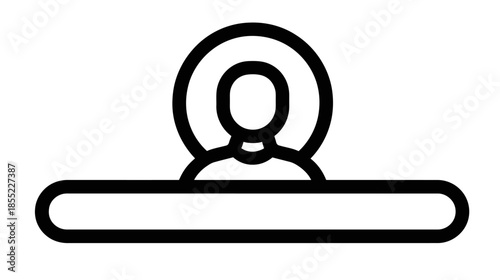 Simple line art icon depicting a person viewing content on a digital device.