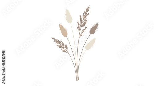 Elegant bouquet of dried grass and natural reeds in soft, muted, neutral tones, conveying a minimalist, rustic, and calming aesthetic.