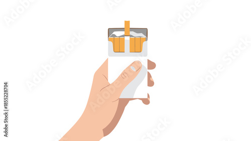 A human hand firmly grasps and displays a clean white pack of cigarettes, representing smoking habits, addiction, and potential health risks.