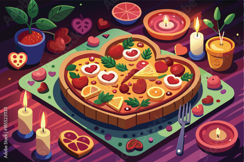 valentine s heart shaped pizza with toppings