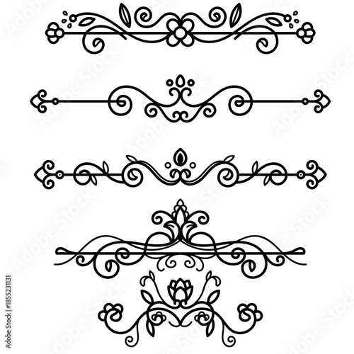 Decorative Vintage Flourish Page Divider and Ornamental Border Vector