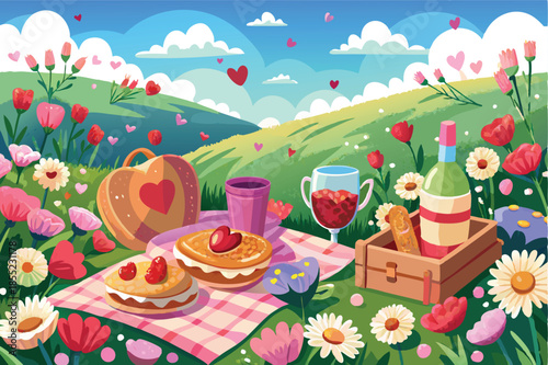 valentine s picnic in a flower filled meadow