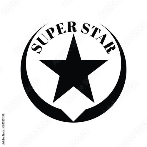 A 'SUPER STAR' text emblem is elegantly curved above a large central five-pointed star, all contained within a stylized crescent circle.