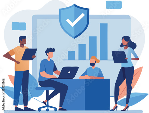 Cybersecurity Team Collaborating to Review Security Logs and Network Activity Graphs