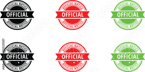 Official Stamp Badge Vector Set – Approved Round Seal Icons in Red Black Green
