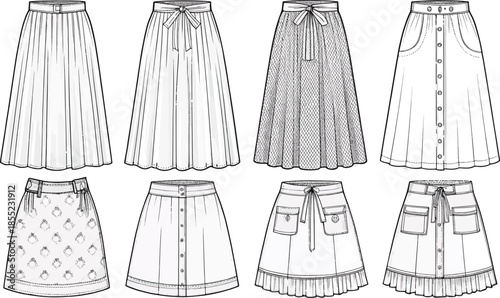 Collection of fashionable skirt designs Vector