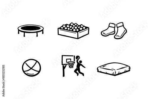 Playground fun: trampoline, ball pit, and more in hand drawn style