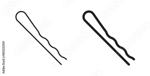 Bobby pin icons. Outline icons vector collection. flat illustrations