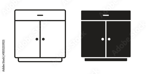 Cabinet icons. Outline icons vector collection. flat illustrations