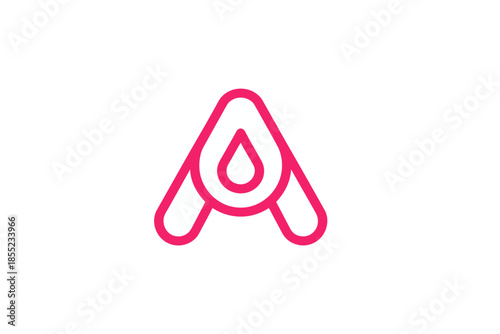 Minimalist letter A logo design incorporating a water droplet for clean brands.