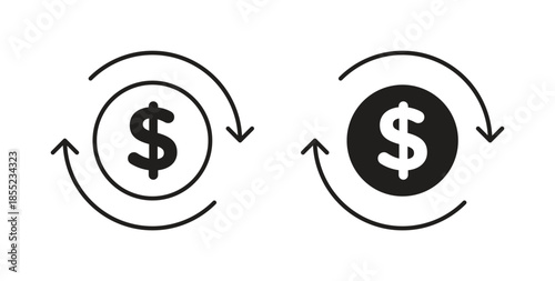 Cash flow icons. Outline icons vector collection. flat illustrations
