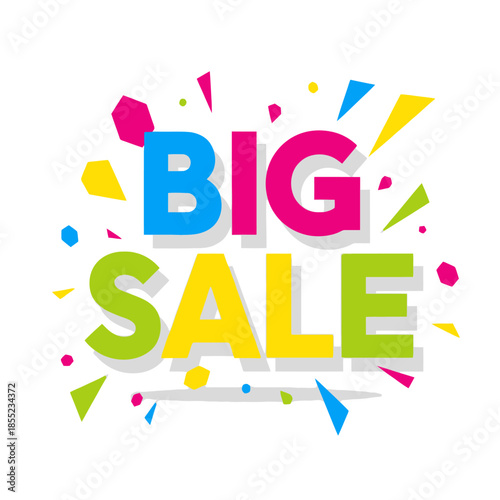 Vibrant and Dynamic Big Sale Announcement with Colorful Confetti Background