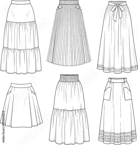 Elegant skirt designs collection in various styles Vector
