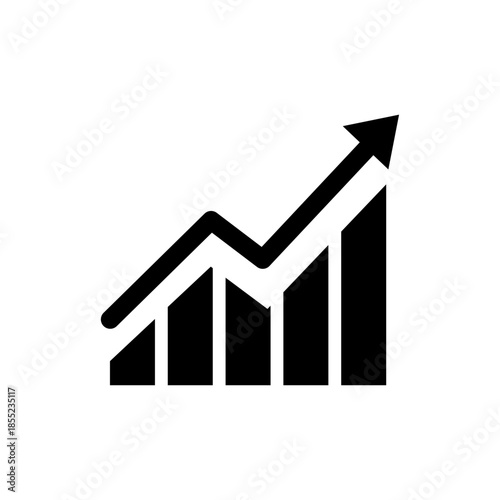 A black and white graph icon showing an upward trend