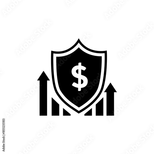 Financial security shield with growing profit icon