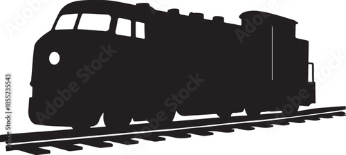 Silhouette of a steam locomotive isolated on white background