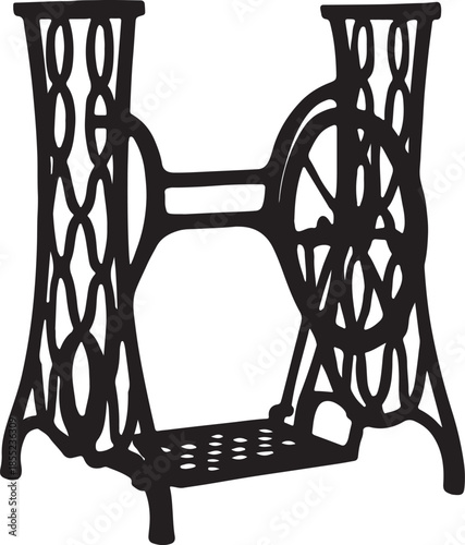 Black Silhouette of an Antique Sewing Machine Base vintage furniture