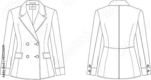 Women's tailored blazer pattern design Vector